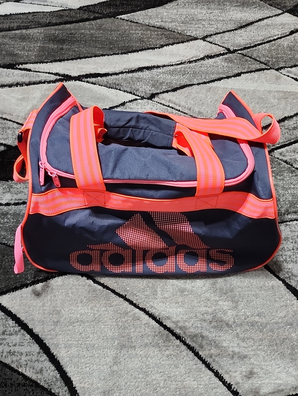 ADIDAS DIABLO 2012 SMALL HOT PINK BOLD DOTTED GRAPHIC DOUBLE-ZIP DUFFLE BAG